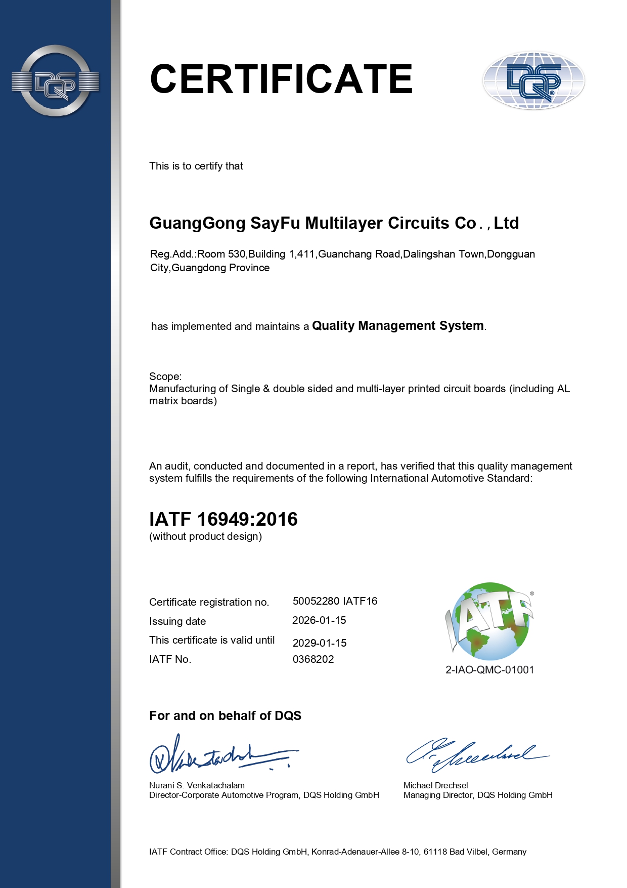 IATF 16949 Certificate